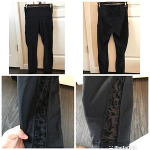 Lululemon black leggings velvet lace detail